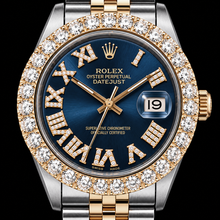 Afbeelding in Gallery-weergave laden, Rolex Datejust 36mm 1601 Blauwe Romeinse Diamanten Wijzerplaat Tweekleurig Jubilee-armband

