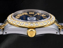 Afbeelding in Gallery-weergave laden, Rolex Datejust 36mm 1601 Blauwe Romeinse Diamanten Wijzerplaat Tweekleurig Jubilee-armband
