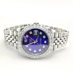 Rolex Datejust 36 mm Blauwe Parelmoer Diamanten Wijzerplaat Horloge Verdekte Sluiting