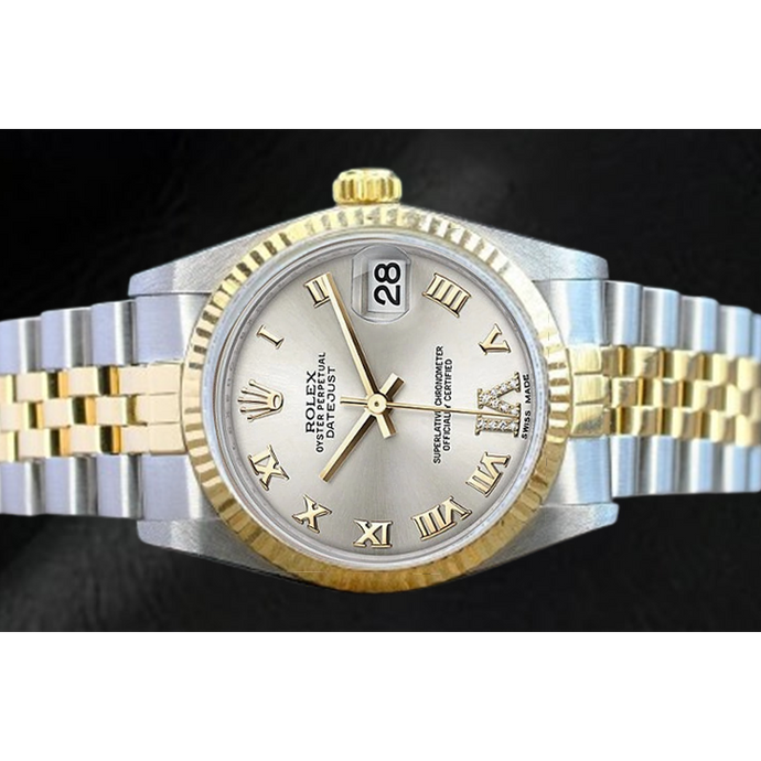 Rolex Datejust 36 mm Zilveren Romeinse Wijzerplaat Two Tone Horloge