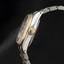 Afbeelding in Gallery-weergave laden, Rolex Datejust 36 mm horloge met witte wijzerplaat en diamanten, tweekleurig ontwerp
