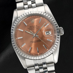 Rolex Datejust 36 mm zalmkleurige wijzerplaat roestvrij staal horloge