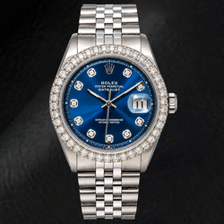 Rolex Datejust 36mm 1601 Blauwe Diamanten Wijzerplaat Roestvrij Staal Jubilee-armband Horloge