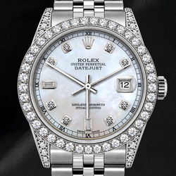 Rolex Datejust 36mm 16200 Wit Parelmoer Diamanten Wijzerplaat Roestvrij Staal Horloge