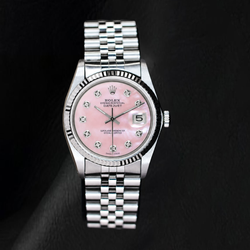 Rolex Datejust 36mm Roze Parelmoer Diamanten Wijzerplaat Roestvrij Staal