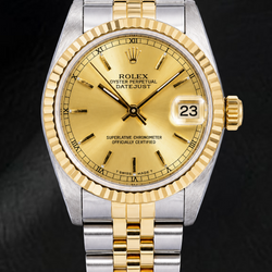 Rolex Datejust 6824 31mm Champagne Wijzerplaat met Streepindexen Tweekleurig Horloge