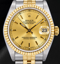 Afbeelding in Gallery-weergave laden, Rolex Datejust 6824 31mm Champagne Wijzerplaat met Streepindexen Tweekleurig Horloge
