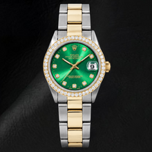 Afbeelding in Gallery-weergave laden, Rolex Datejust 6824 31mm Groene Diamanten Wijzerplaat Tweekleurig Horloge
