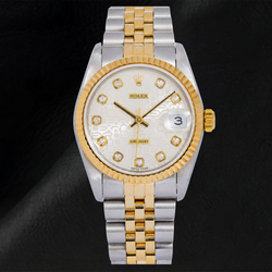 Rolex Datejust 6824 31mm Zilveren Jubilee Diamanten Wijzerplaat Tweekleurig Jubilee-armband Horloge