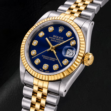 Afbeelding in Gallery-weergave laden, Rolex Datejust 68273 31mm Blauwe Diamanten Wijzerplaat Tweekleurig Horloge
