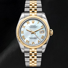 Afbeelding in Gallery-weergave laden, Rolex Datejust 68273 31mm Blauwe Parelmoeren Romeinse Wijzerplaat Tweekleurig Horloge
