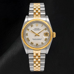 Rolex Datejust 68273 31mm Ivoorkleurige Romeinse Wijzerplaat Tweekleurig Horloge