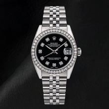 Afbeelding in Gallery-weergave laden, Rolex Datejust 68274 31mm Zwarte Diamanten Wijzerplaat Roestvrij Staal Horloge
