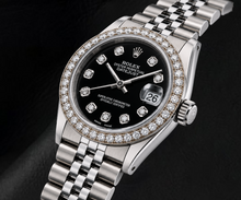 Afbeelding in Gallery-weergave laden, Rolex Datejust 68274 31mm Zwarte Diamanten Wijzerplaat Roestvrij Staal Horloge
