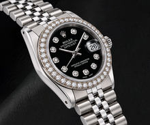 Afbeelding in Gallery-weergave laden, Rolex Datejust 68274 31mm Zwarte Diamanten Wijzerplaat Roestvrij Staal Horloge
