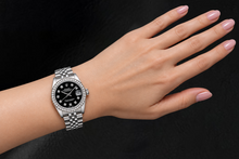 Afbeelding in Gallery-weergave laden, Rolex Datejust 68274 31mm Zwarte Diamanten Wijzerplaat Roestvrij Staal Horloge
