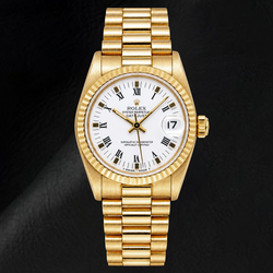 Rolex Datejust 68278 31mm Witte Romeinse Wijzerplaat Geelgoud Horloge