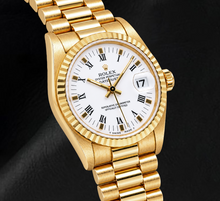 Afbeelding in Gallery-weergave laden, Rolex Datejust 68278 31mm Witte Romeinse Wijzerplaat Geelgoud Horloge

