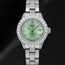 Rolex Datejust 69160 26mm Groene Diamanten Wijzerplaat Roestvrij Staal Semi-diamanten Oyster-armband Horloge
