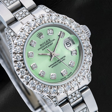 Afbeelding in Gallery-weergave laden, Rolex Datejust 69160 26mm Groene Diamanten Wijzerplaat Roestvrij Staal Semi-diamanten Oyster-armband Horloge
