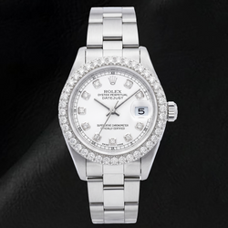 Rolex Datejust 69160 26mm Wit Parelmoer Diamanten Wijzerplaat Roestvrij Staal Horloge