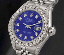 Afbeelding in Gallery-weergave laden, Rolex Datejust 6916 26mm Blauwe Diamanten Wijzerplaat Roestvrij Staal Jubilee-armband Horloge
