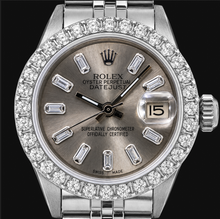 Afbeelding in Gallery-weergave laden, Rolex Datejust 6916 26mm Roestvrij Staal Horloge met Grijze Diamanten Wijzerplaat
