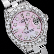 Afbeelding in Gallery-weergave laden, Rolex Datejust 6916 26mm Roze Parelmoer Diamanten Wijzerplaat Roestvrij Staal Horloge
