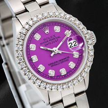 Afbeelding in Gallery-weergave laden, Rolex Datejust 6916 26mm Paarse Diamanten Wijzerplaat Roestvrij Staal Oyster-armband Horloge
