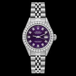 Rolex Datejust 6916 26mm Paarse Diamanten Wijzerplaat Roestvrij Staal Horloge