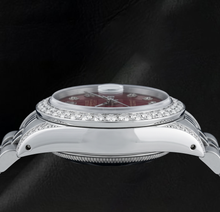 Afbeelding in Gallery-weergave laden, Rolex Datejust 6916 26mm Rode Diamanten Wijzerplaat Diamanten Lunette Roestvrij Staal Horloge
