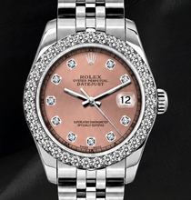Afbeelding in Gallery-weergave laden, Rolex Datejust 6916 26mm Zalmkleurige Diamanten Wijzerplaat Roestvrij Staal Horloge
