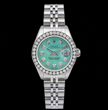 Afbeelding in Gallery-weergave laden, Rolex Datejust 6916 26mm Turkoois Parelmoer Diamanten Wijzerplaat Roestvrij Staal Horloge
