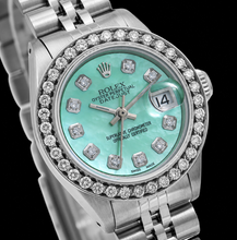 Afbeelding in Gallery-weergave laden, Rolex Datejust 6916 26mm Turkoois Parelmoer Diamanten Wijzerplaat Roestvrij Staal Horloge
