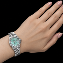 Afbeelding in Gallery-weergave laden, Rolex Datejust 6916 26mm Turkoois Parelmoer Diamanten Wijzerplaat Roestvrij Staal Horloge
