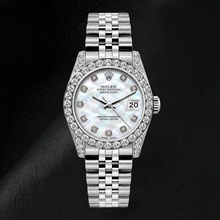 Afbeelding in Gallery-weergave laden, Rolex Datejust 6916 26mm Witte Parelmoer Diamanten Wijzerplaat Roestvrij Staal Horloge
