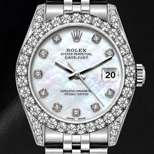 Afbeelding in Gallery-weergave laden, Rolex Datejust 6916 26mm Witte Parelmoer Diamanten Wijzerplaat Roestvrij Staal Horloge
