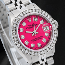 Afbeelding in Gallery-weergave laden, Rolex Datejust 6916 Roze Diamanten Wijzerplaat 26mm Roestvrij Staal Horloge
