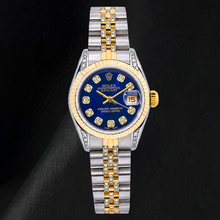 Afbeelding in Gallery-weergave laden, Rolex Datejust 69173 26mm Blauwe Diamanten Wijzerplaat Tweekleurig Horloge

