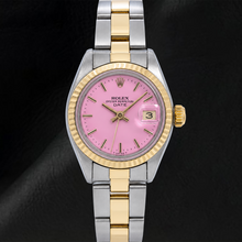 Afbeelding in Gallery-weergave laden, Rolex Datejust 69173 26mm Roze Wijzerplaat Gekartelde Lunette Tweekleurige Oyster-armband Horloge
