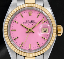 Afbeelding in Gallery-weergave laden, Rolex Datejust 69173 26mm Roze Wijzerplaat Gekartelde Lunette Tweekleurige Oyster-armband Horloge
