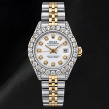 Afbeelding in Gallery-weergave laden, Rolex Datejust 69173 26mm Witte Diamanten Wijzerplaat Tweekleurig Horloge
