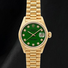 Afbeelding in Gallery-weergave laden, Rolex Datejust 69178 26mm Groene Diamanten Wijzerplaat Geelgoud Horloge

