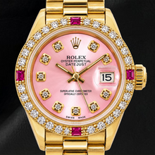 Afbeelding in Gallery-weergave laden, Rolex Datejust 69178 26mm Roze Diamanten Wijzerplaat Geelgoud President-band Horloge
