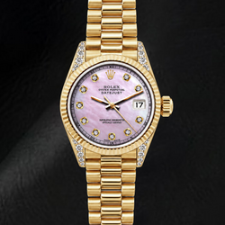 Rolex Datejust 69178 26mm Roze Parelmoer Diamanten Wijzerplaat Geelgoud Horloge