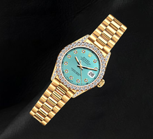 Afbeelding in Gallery-weergave laden, Rolex Datejust 69178 26mm Turkooizen Diamanten Wijzerplaat Geelgoud President Band 18K Horloge
