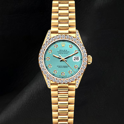 Rolex Datejust 69178 26mm Turkooizen Diamanten Wijzerplaat Geelgoud President Band 18K Horloge