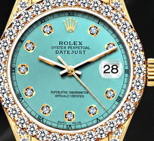 Afbeelding in Gallery-weergave laden, Rolex Datejust 69178 26mm Turkooizen Diamanten Wijzerplaat Geelgoud President Band 18K Horloge
