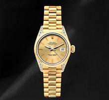 Afbeelding in Gallery-weergave laden, Rolex Datejust 69178 Champagne Wijzerplaat 26mm President Band Geelgoud Horloge 18k

