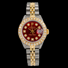 Afbeelding in Gallery-weergave laden, Rolex Datejust 6917 26MM Tweekleurig Horloge met Rode Diamanten Wijzerplaat
